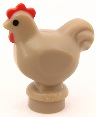 Курица Lego Chicken, Narrow Base with Black Eyes and Red Comb and Wattle Pattern 95342pb01